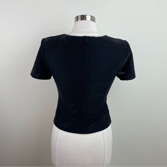 Vintage Donna Ricco New York Black Metallic Blouse Top Women Size 2 Petite - Picture 5 of 6